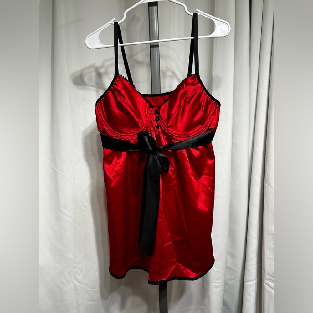 New Red Sexy Satin Tie Short Lingerie